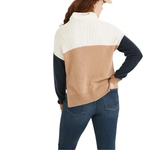 Madewell Hickory Turtleneck Sweater Colourblock, Wool Blend, Women’s Size XS - Picture 2 of 6